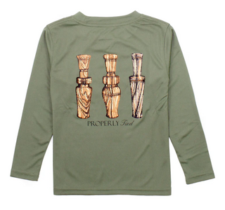 Duck Calls Olive LS Performance Tee: