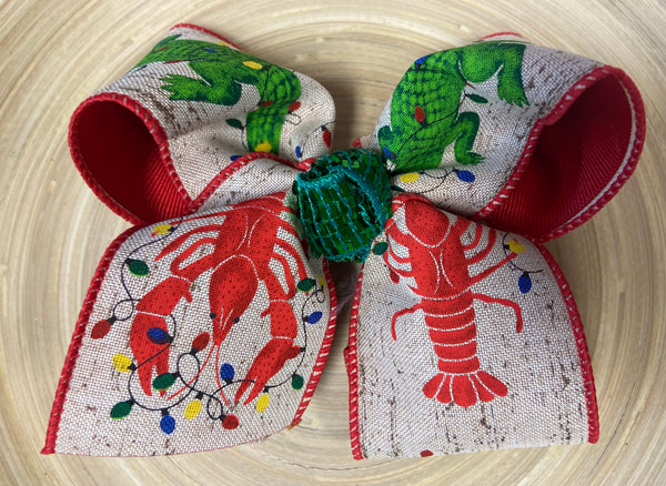 Cajun Christmas Rustic Hair Bow