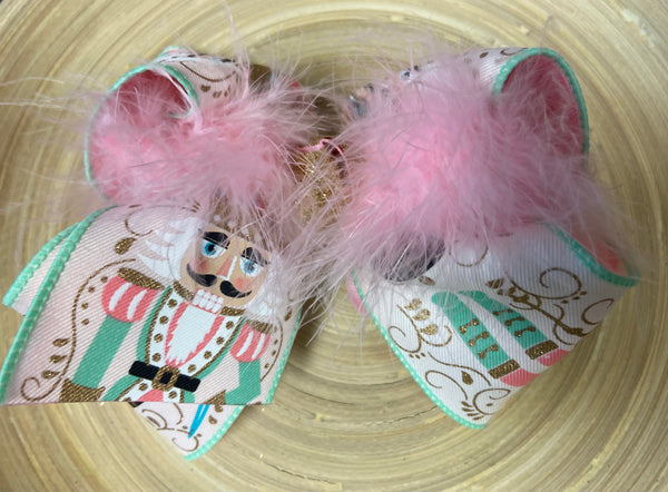 Pink/Mint Glitter Nutcracker Bow