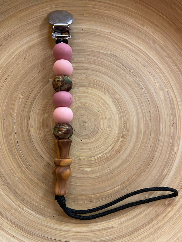 Pink Duck Call Pacifier Clip