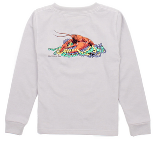 Mardi Crawfish Long-Sleeve Ice Grey Tshirt (Adult):