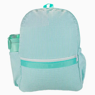 Medium Backpack: Mint Seersucker