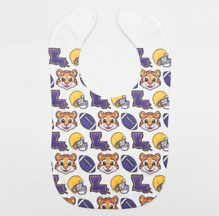 Purple & Gold Tigers Baby Bib