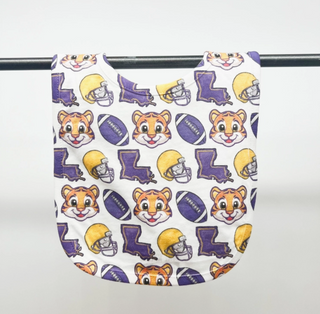 Purple & Gold Tigers Baby Bib