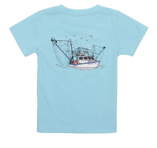 Shrimp Boat Short Sleeve Powder Blue Tee: