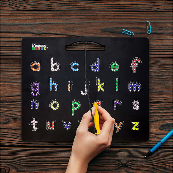 PicassoTiles Double-Sided Magnetic Drawing Board Alphabet Letter and Freestyle