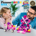 PicassoTiles PTB106 Pink Castle Hedgehog Building Blocks 106 pc Basic Building Set