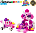 PicassoTiles PTB106 Pink Castle Hedgehog Building Blocks 106 pc Basic Building Set