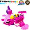 PicassoTiles PTB106 Pink Castle Hedgehog Building Blocks 106 pc Basic Building Set