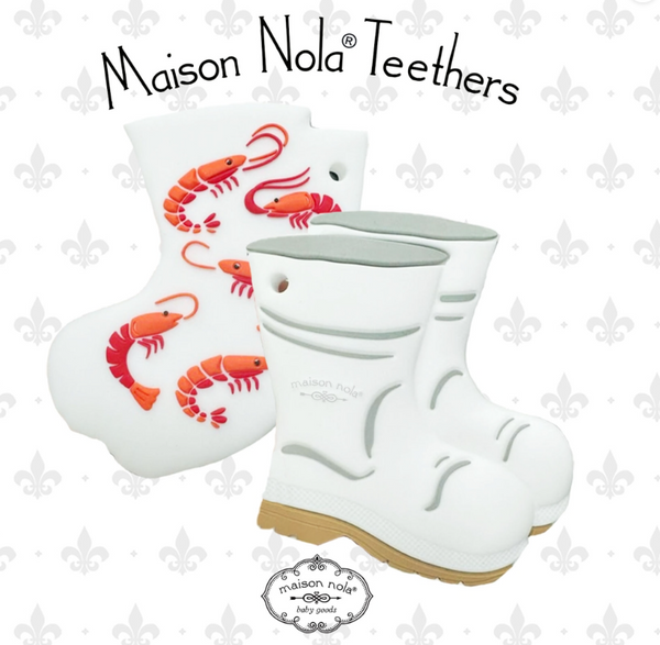 Louisiana-Theme Teether: Shrimp Boots