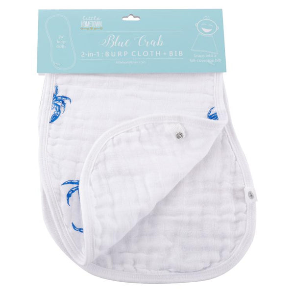 2-in-1 Burp Cloth + Bib: Blue Crab