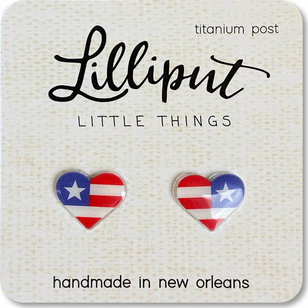 American Flag Heart Earrings