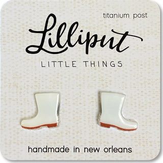 White Shrimp Boot Earrings