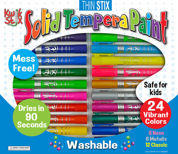 Thinstix Tempera Paint  24 Pack  Classic, Metalix, Neon Colors