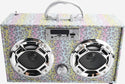 Bluetooth FM Radio W LED Speakers Leopard Glitter Boombox